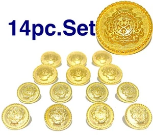 14pcs Gold Blazer Buttons Set Men Suit Blazers Sport Coat 20mm 15mm Metal Shank - Picture 1 of 9