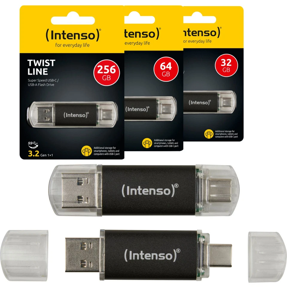 Intenso Twist Line 32 GB, 64 GB, 256 GB USB 3.2 Super Speed USB-C & USB-A - Bild 1 von 3