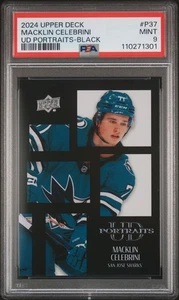 2024 Upper Deck #P37 Macklin Celebrini UD Portraits-Black PSA 9 - Picture 1 of 2