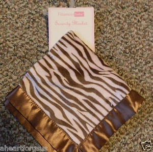 VITAMINS BABY SECURITY BLANKET ZEBRA STRIPED NEW PINK BROWN SOFT GIRL LOVEY - Picture 1 of 3