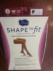 Sheer Thigh  20-30 mmhg Compression Stockings Dr Comfort Large 10-12 BLACK - Picture 1 of 4