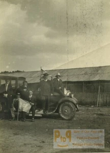 France Group posing on Big Automobile Aeroclub de France flag Old Photo 1930 - Foto 1 di 3