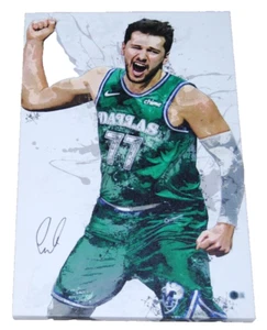 LUKA DONCIC signed (DALLAS MAVERICKS) basketball 18X24 custom canvas BECKETT BAS - Picture 1 of 5