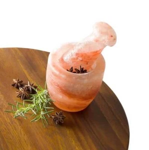 Large Pink Himalayan Salt Mortar & Pestle Set – Food Grade, Natural, Gourmet - Picture 1 of 10