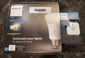 PHILIPS HUE WHITE BULT STARTER KIT WITH MOTION SENSOR INCLUDED - Picture 1 of 6