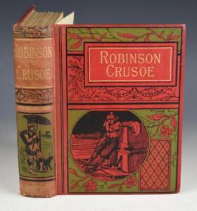 Daniel Defoe Adventures Of Robinson Crusoe Routledge 1895 PICTORIAL BINDING