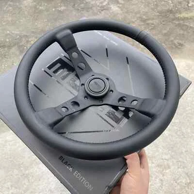 MOMO Prototipo P5 Black Edition 350mm Genuine Leather Deep Dish Steering Wheel - Image 1 of 3