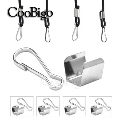 COOBIGO 100X Metal Crimp Fold Over Clasps Cord Clip Snap Hook For Paracord Lanyard Part