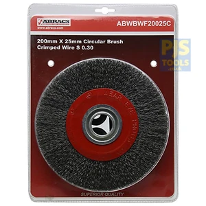 Abracs 200mm x 25mm 8in steel crimped wire bench grinder wheel brush - Picture 1 of 2