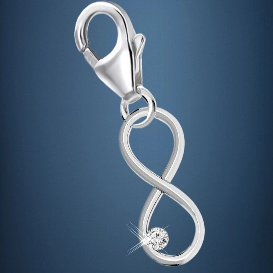 Stein Unendlichkeit Charm 925 Sterling-Silber Herren Damen Anhänger für Armband - Bild 1 von 3
