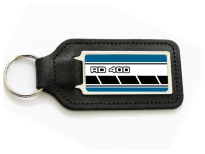 RD 400 Turquoise Black Speed Blocks Leather Keyring Key Fob for Yamaha RD400 NOS - Image 1 of 2
