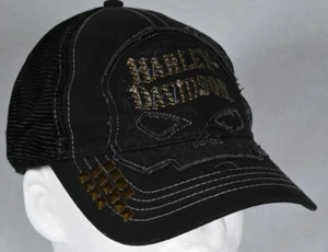 Damen Harley Davidson Nieten verziert Willie G Totenkopf Netz Rücken Mütze Kappe - Bild 1 von 9