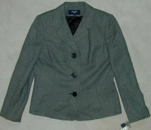 NWT Womens JONES WEAR Size 10 Gray & Black POLYESTER BLAZER  - Picture 1 of 4