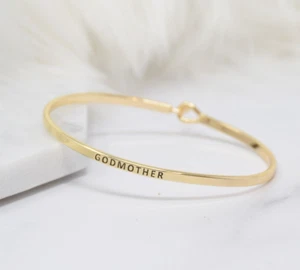 GODMOTHER | Inspired Message Engraved Simple Bangle | GOLD - Picture 1 of 9