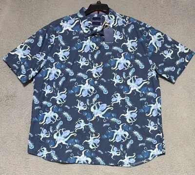 NEW Tommy Bahama Silk Blend Cracken Up All Over Print Shirt Mens 3XL Ocean Deep - Image 1 of 4