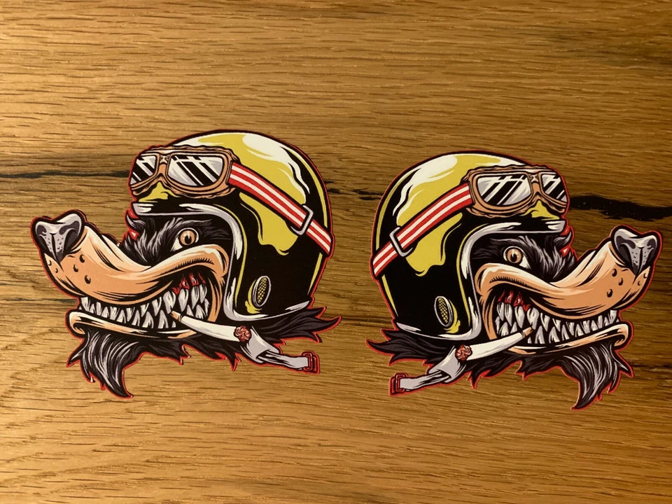 2x WOLF Aufkleber 13x11cm Sticker Motorrad Tank Dekor Kult Biker 1% Custom V2 MC