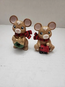 Homco Home Interiors Christmas Mice Mouse Holiday Ceramic Figurines #5210 - Picture 1 of 7