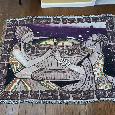 Duma Collection Woven Tapestry Throw Blanket Egyptian Candle Print New - Image 1 of 4