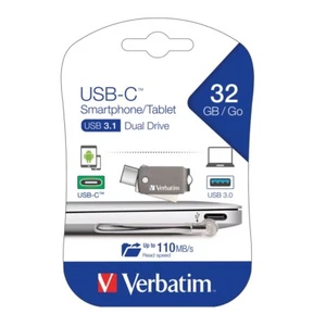 Verbatim USB C 3.1 Smartphone / Tablet Dual USB Flash Drive Memory 32gb # 65744 - Picture 1 of 4