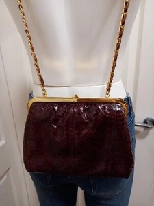 Vintage Snakeskin Leather Bag 20cm by 14cm - Picture 1 of 10