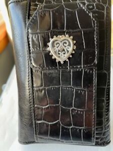 Brighton Water Lilly wallet, black croco, with adjustable strap