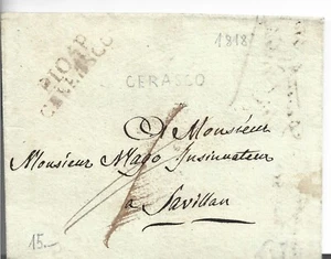 ITALY 1818 CHERASCO TO SAVILLAN PRE STAMP LETTER 331(ZZ129) - Picture 1 of 1