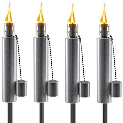 Matney Stainless Steel Outdoor Torches, Citronella Oil Lamp,  Set of 4 (Barrel) - Image 1 of 4