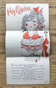 Vintage Hey Queenie alte Dame Papier Notiz mit Gedicht dunkler Humor Gag Geschenk lustig - Bild 1 von 6
