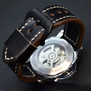Genuine Leather watch strap Handmade 22- 26mm Vintage Swiss Ammo wristwatch band - Picture 1 of 5