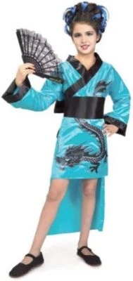 Fantasia infantil Halloween fantasia fantasia quimono menina gueixa dragão azul - Imagem 1 de 2
