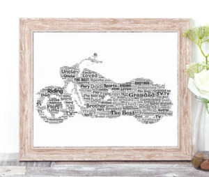 Personalised HARLEY DAVIDSON Word Art Print Dad Grandad Uncle Son Birthday Gift - Picture 1 of 2