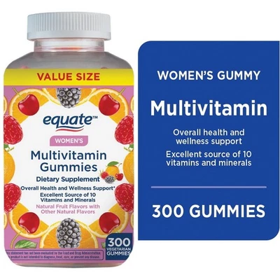 Gomitas multivitamínicas para mujer Equate para salud general, fruta natural, 300 unidades Foto 1 de 4