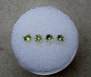 4 Peridot Round Loose Gems 3mm each for Jewelry and Crafts - Picture 1 of 3