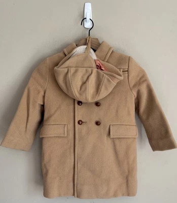 Casaco de lã masculino vintage F.W. Chapéu Fischer camelo bronzeado peito duplo tamanho 5 6 - Imagem 1 de 4