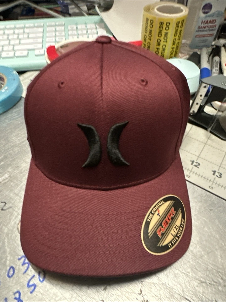 Hurley Logo One and Only Flexfit Hat Cap - Maroon - HNHM0002 - Large/X-Large