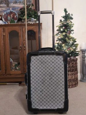 Maleta de equipaje de mano Ralph Lauren Signature de lona de cuero negra/gris Foto 1 de 4