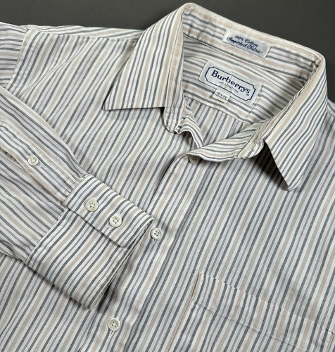 Camicia elegante uomo ufficio Burberrys manica lunga bottoni righe verticali 15 5 33