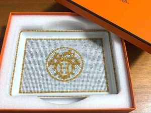 HERMES Mosaico au 24 Oro Rectángulo Placa Bandeja Mosaico 16 x 12 cm con Caja - Imagen 1 de 4