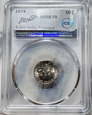 1974 Roosevelt Dime PCGS MS65 / Ex. ICG MS68FB - Image 1 of 3