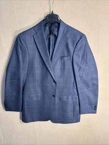 Hart Schaffner Marx 42R Dark Blue Window Grid Light Shoulder Structure 1/2 Lined - Picture 1 of 14