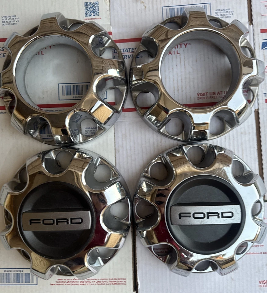 2017-2025 Ford F-250 F-350 Super Duty 4 Pack chrome center Wheel Hub Caps OEM - Image 1 of 4
