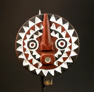 African BWA Bobo Mask Hand-Carved Black and White Wooden Wall Hanging-G3052 - Picture 1 of 24