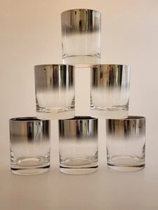 6 Queens Lusterware Silver Fade Double on the Rocks Old Fashioned Glasses  - Picture 1 of 7