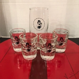 Vintage 1970's Playboy Club Highball Glass & 4 Heavy 3" Shot Glasses - 5 pcs - Picture 1 of 8