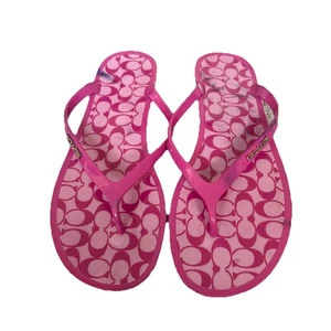 Coach Women's LYRA Pink Jelly Signature Thong Sandals Flip Flops 8 READ DESCRIPT - Picture 1 of 20
