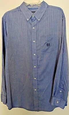 CHAPS 60% cotton, 40% polyester solid blue l/s shirt Size Large - Image 1 of 4