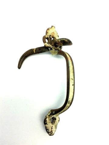 Antique Old Metal Country Painted White Shabby Chic Door Handle Pull Part Cover