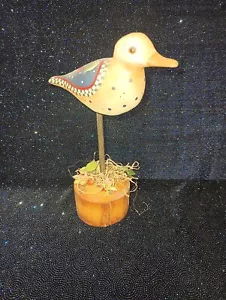 Toleware Antik Holz Ufervogel Volkskunst Maria Kurtz Original Kunstwerk Signiert - Bild 1 von 6