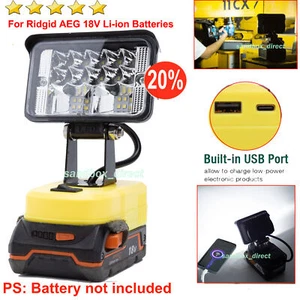 Super-Bright LED Work Light for Ridgid 18V Batteries 2800LM w/FAST CHARGE USB - Picture 1 of 14