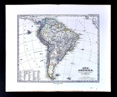 Mapa Stulpnagel 1876 - América del Sur - Reino de Brasil Perú Argentina Colombia Foto 1 de 3